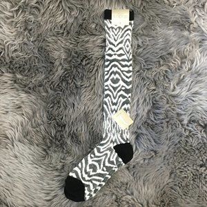 Studio S | Women's Zebra Print Knee High Socks | Black & White | Size 9-11